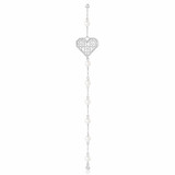 Diamond And Turquoise Pearl Heart Earrings In Sterling Silver