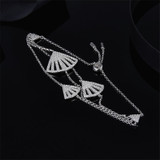 Sector Fan Shaped Bracelet Created Diamond Sterling Silver Bracelet