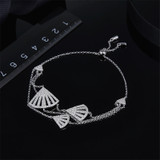 Sector Fan Shaped Bracelet Created Diamond Sterling Silver Bracelet