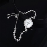 Charm Star Mother Shell Created Diamond Sterling Silver Bracelet