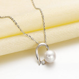 Sterling Silver Pearl Necklace Natural Freshwater Pearl Heart Pendant