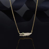 Crocodile Pendant Sterling Silver Created Diamond Necklace Crocodile Pendant Sterling Silver Created Diamond Necklace