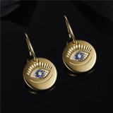 Round Created White Sapphire Eye Earrings
