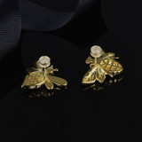 Gold Plated 925 Sterling Silver Bee Stud Earring