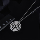 S925 Pure Silver High-End Micro Inlaid Crystal Diamond Star Disk Spiral Necklace