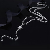 White Moon and Star Sterling Silver Necklace