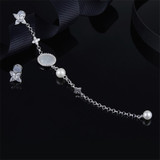 Star Created Diamond and Pearl Dangle Stud Earrings
