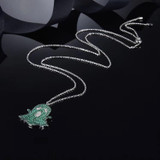 Green Ghost Necklace Created Diamond Sterling Silver Necklace
