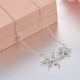 Fashion Snowflake Elegant Temperament Pendant Sterling Silver Necklace
