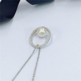 Pearl Created Diamond Pendant Sterling Silver Sweater Chain Necklace