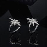 Star Design Created Diamond Sterling Silver Hoop Earrings