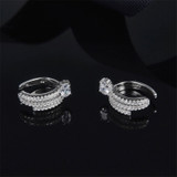 White Sterling Silver Created Diamond Hoop Earrings