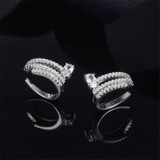 White Sterling Silver Created Diamond Hoop Earrings