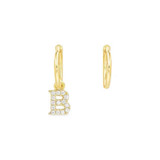 Alphabet Design Sterling Silver Created Diamond Hoop Earrings