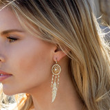 Wind Chimes Created White Diamond Sterling Silver Drop Hook Earrings