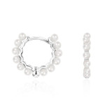 Pearl Sterling Silver Hoop Earrings