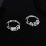 Sterling Silver Huggie Hoop Earrings Created White Diamond Cuff Earrings