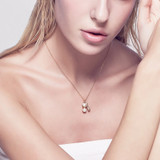 Pearl Peanut Pendant Sterling Silver Created White Diamond Necklace