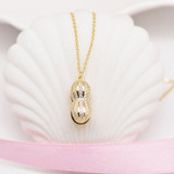 Pearl Peanut Pendant Sterling Silver Created White Diamond Necklace