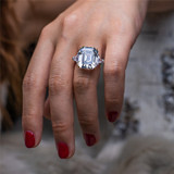 Emerald Cut Three Stone Created Diamond Ring Emerald Cut Three Stone Created Diamond Ring
