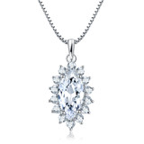 Marquise 925 Sterling Silver Created White Diamond Pendant Necklace