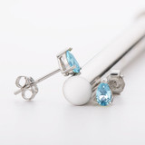 Pear Sky Blue Topaz Stud Earrings