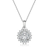 925 Sterling Silver Round Cut Created White Diamond Pendant Necklace