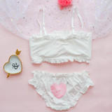Japanese Cat Kawaii Comfy Cute Sweetie Heart Tube Top Lingerie Set