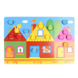 Kids Educational Toys Colorful Cognition Board Montessori Children Wooden Jigsaw Puzzle Toys Color Match Game Board Wooden Toys