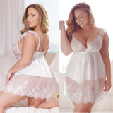 Plus Size Sexy deep V plus size lace suspender dress sexy lingerie