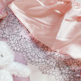 Japanese Girl Eyelash Lace Sexy Steelless Triangle Cup Satin Bra Set