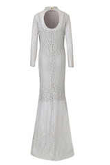 Plus Size High Neck Lace Fishtail Maxi Dress