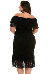 Floral Lace Overlay Off Shoulder Dress