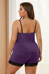 Plus Size Pajamas Set with Lace Trim