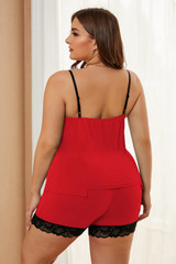 Plus Size Pajamas Set with Lace Trim