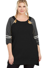 Charcoal Plus Size Long Sleeve Football Tunic