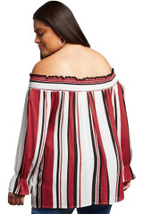 Striped Plus Size Off Shoulder Blouse