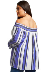 Striped Plus Size Off Shoulder Blouse