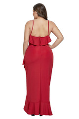 Plus Size Ruffle Trim Spaghetti Straps Maxi Dress