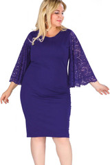 Navy Lace Flutter Sleeve Bodycon