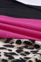 Rosy Leopard Print Color Block Sequin Pocket Top