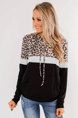 Black Into the Jungle Color Block Hoodie