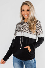 Black Into the Jungle Color Block Hoodie