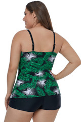Pine Leaf Print Flyaway Tankini Top