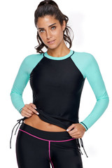 Black Mint Colorblock Long Sleeve Rashguard