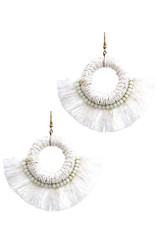 Stylish Feather And Fan Tassel Earring