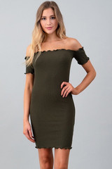 Off Shoulder Mini Rib Dress