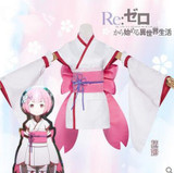 Re:Life zero Rem Ram Cosplay Kimono Suit +Socks+Headwear