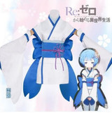 Re:Life zero Rem Ram Cosplay Kimono Suit +Socks+Headwear