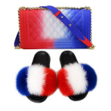 SIZE 11 - Fluffy Fur Slippers & Jelly Crossbody Bag Set